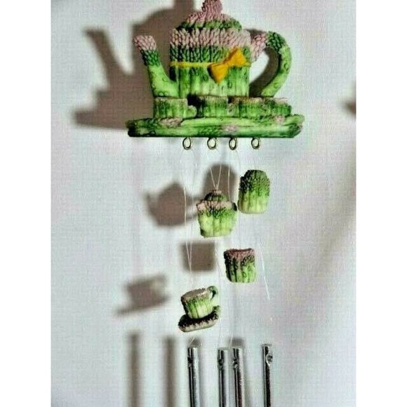 Teapot Fruit Vegetable Wind Chimes 3-Piece Banana Asparagus Orange Cups Saucers - Picture 3 of 6